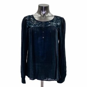 MINE Black Lace Strappy Long Sleeve Blouse